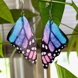 New Butterfly Wing Earrings Blue Pink 🦋